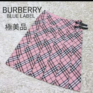 バーバリーブルーレーベル(BURBERRY BLUE LABEL)のバーバリー　ブルーレーベル　ノバチェック　スカート　プリーツ　ベルト　ピンク(ひざ丈スカート)