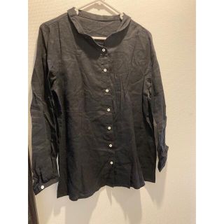 ビスクバイネストローブ(bisque by nest Robe)のnest Robe  bisque リネンブラウス　ブラック(シャツ/ブラウス(長袖/七分))