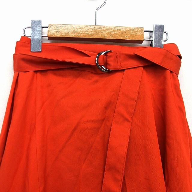 ROPE’(ロペ)のロペ ROPE フレア スカート 膝下 デニム グログランテープ ベルト 36 レディースのスカート(ひざ丈スカート)の商品写真