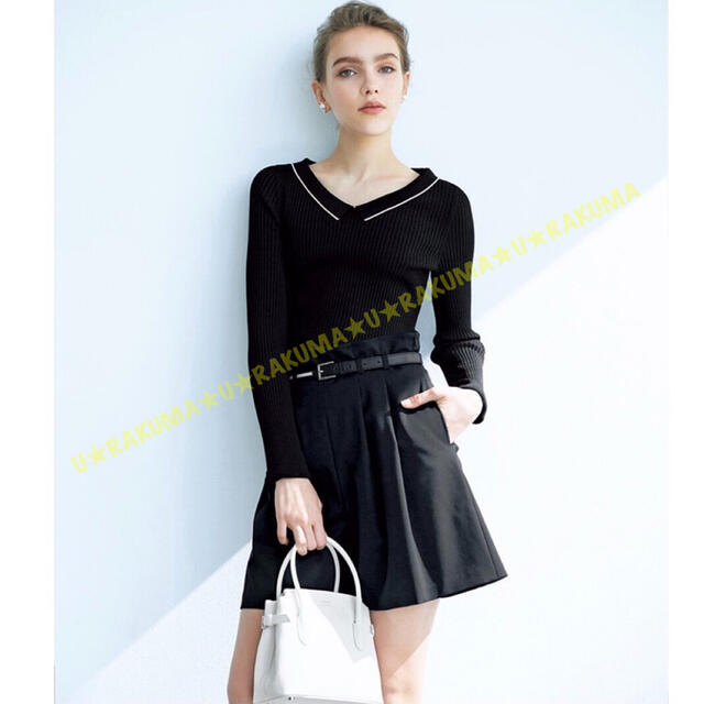 ブロックさ FOXEY FOXEY☆美品☆ミニカラートップ☆ブラックブラック☆38