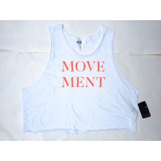 フォーエバートゥエンティーワン(FOREVER 21)のT03 新品 FOREVER21 ホワイトロゴ タンクトップ XSサイズ(ウェア)