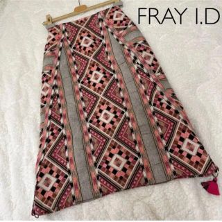 フレイアイディー(FRAY I.D)のFRAY I.D フレイアイディージャガードミモレスカート fwfs172254(ロングスカート)