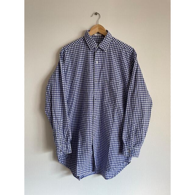 80's〜90's Y's for men ギンガムチェックシャツ　ブルー