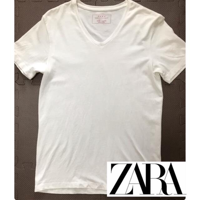 ZARA(ザラ)のZARA Vネック Tシャツ 白 ホワイト メンズのトップス(Tシャツ/カットソー(半袖/袖なし))の商品写真