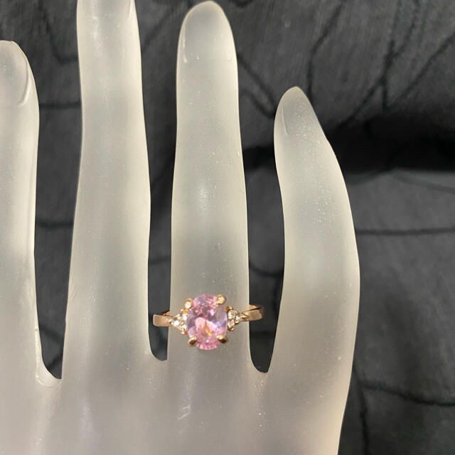 （1054）13号　ピンクゴールドピンククリスタル可愛い姫リング♡　指輪 レディースのアクセサリー(リング(指輪))の商品写真