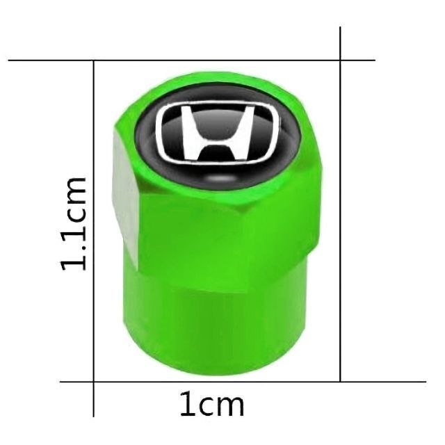 ホンダ(ホンダ)のホンダ タイヤバルブ エアーバルブ キャップ グリーン (4個セット) 自動車/バイクの自動車(ホイール)の商品写真