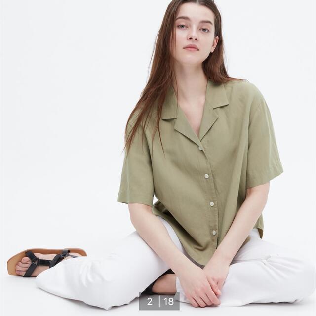 UNIQLO(ユニクロ)のUNIQLO  リネンブランドオープンカラーシャツ レディースのトップス(シャツ/ブラウス(半袖/袖なし))の商品写真