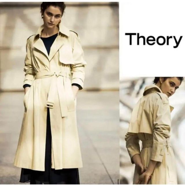 theory(セオリー)の美品✨ 20SS セオリー  シルク混 トレンチコート ガウン ベルト付き レディースのジャケット/アウター(トレンチコート)の商品写真