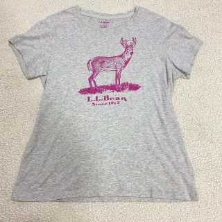 エルエルビーン(L.L.Bean)のエルエルビーン　シカ　プリント　グレー　半袖　XL  Tシャツ　シンプル(Tシャツ(半袖/袖なし))
