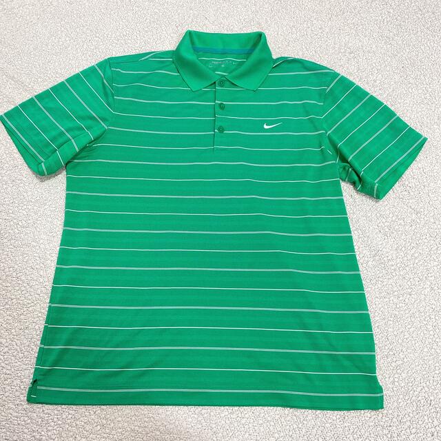 NIKE(ナイキ)のNIKE ナイキ ゴルフ　グリーン　ボーダー　メンズ　半袖　ポロシャツ スポーツ/アウトドアのゴルフ(ウエア)の商品写真