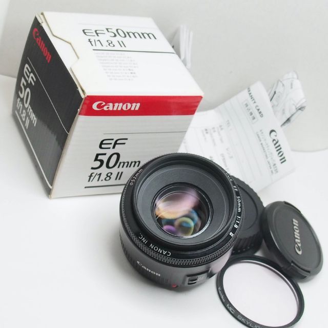 美品 Canon EF 50mm F1.8 ii 単焦点レンズ レンズフード付