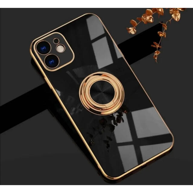 iPhone11 ブラック　スマホリング　TPU スマホケース　黒　スタンド スマホ/家電/カメラのスマホアクセサリー(iPhoneケース)の商品写真