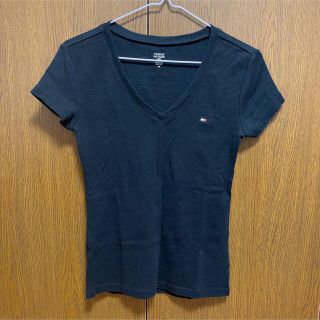 トミーヒルフィガー(TOMMY HILFIGER)のTOMMY HILFIGER VネットTシャツ　黒(Tシャツ(半袖/袖なし))