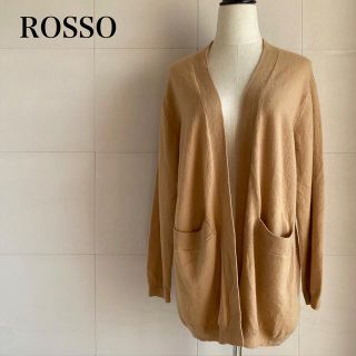 アーバンリサーチロッソ(URBAN RESEARCH ROSSO)のROSSO ロッソ　バックタックカーディガン　カシミヤ　キャメル　ベージュ(カーディガン)