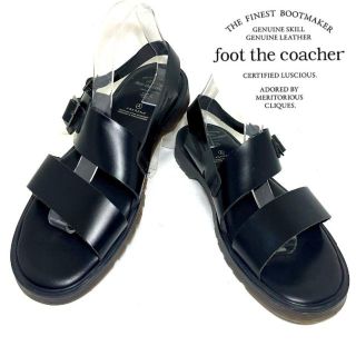 フットザコーチャー(foot the coacher)の美品 フットザコーチャー（28cm相当）人気モデル 本革製サンダル 黒 ブラック(サンダル)