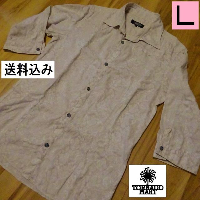 TORNADO MART(トルネードマート)のトルネードマート 総柄七分袖シャツＬ 胸囲 約８８ｃｍ日本製 綿 メンズのトップス(Tシャツ/カットソー(七分/長袖))の商品写真