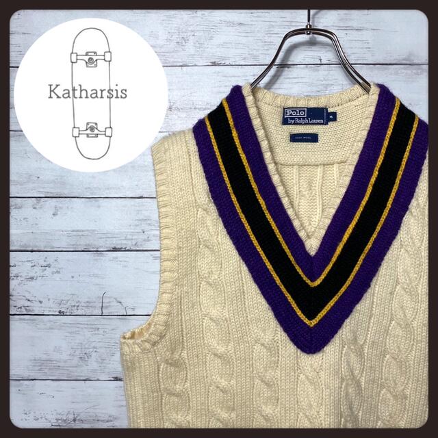 正規品販売! 90's ラルフローレン チルデンニット コットン100% L
