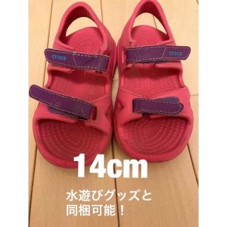 クロックス(crocs)のクロックス　サンダル　Swiftw River K Pink  ピンク　14cm(サンダル)