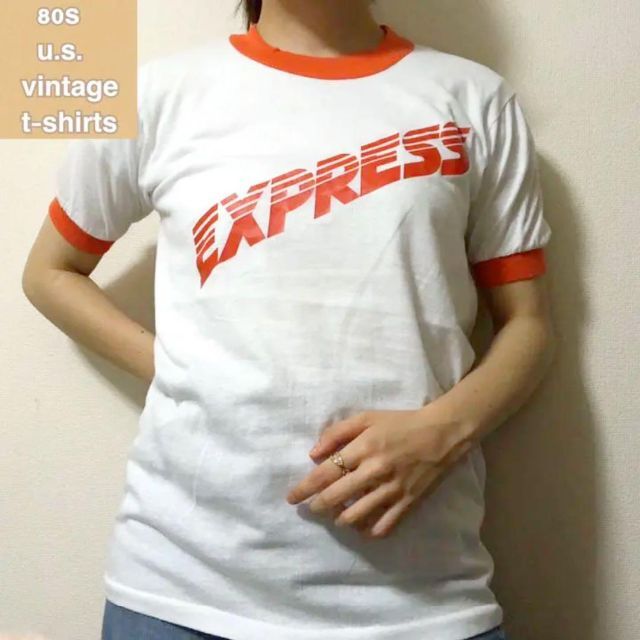 USA製 70s～80s リンガーTシャツ 古着 デカロゴ ビンテージ z53 メンズのトップス(Tシャツ/カットソー(半袖/袖なし))の商品写真