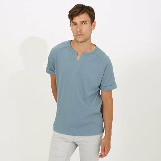 ゴーサンゴーイチプールオム(5351 POUR LES HOMMES)の【ブルー】【BLANC】スラッシュ ラグラン 半袖 Tシャツ(Tシャツ/カットソー(半袖/袖なし))