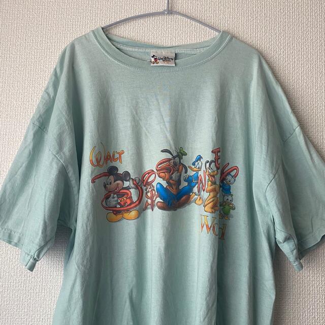 Disney(ディズニー)のDisney プリント 古着 水色  半袖Tシャツ ロゴ ミッキー キャラクター メンズのトップス(Tシャツ/カットソー(半袖/袖なし))の商品写真