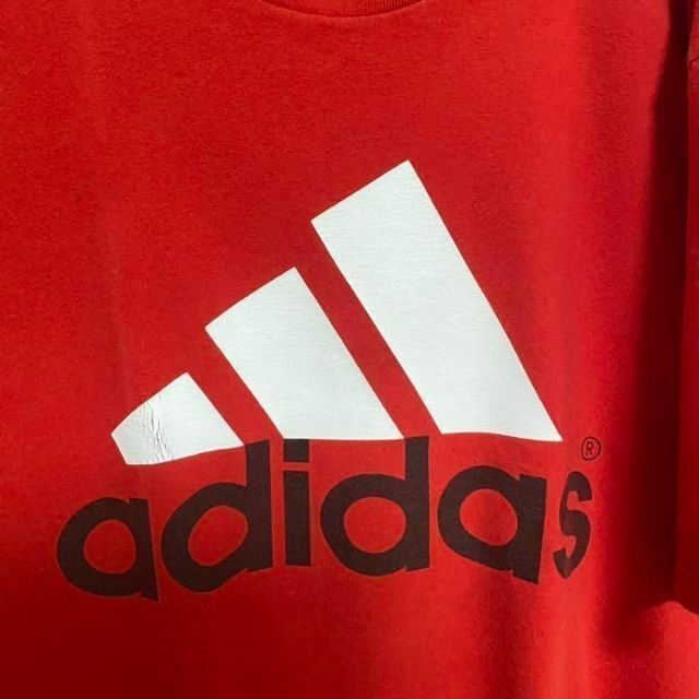 adidas(アディダス)のアディダス　adidas プリント　tシャツ 赤　半袖　デカロゴ　古着 メンズのトップス(Tシャツ/カットソー(半袖/袖なし))の商品写真