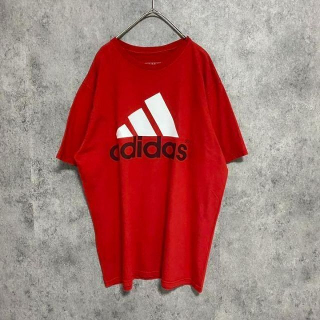 adidas(アディダス)のアディダス　adidas プリント　tシャツ 赤　半袖　デカロゴ　古着 メンズのトップス(Tシャツ/カットソー(半袖/袖なし))の商品写真