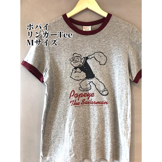 UNIQLO(ユニクロ)のポパイ リンガーTee 杢グレー×バーガンディ Mサイズ メンズのトップス(Tシャツ/カットソー(半袖/袖なし))の商品写真