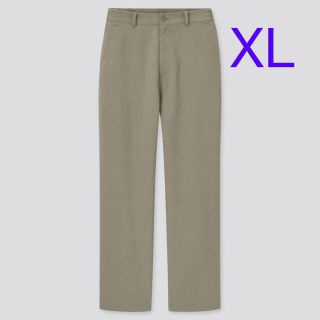 ユニクロ(UNIQLO)のユニクロ リネンブレンドリラックスストレートパンツ（丈標準）XL／グリーン 新品(カジュアルパンツ)