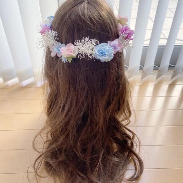ラプンツェルハーフアップ髪飾り♡ピンク♡紫♡水色♡かすみ草 ラプンツェルハーフアップ髪飾り♡ピンク♡紫♡水色♡かすみ草