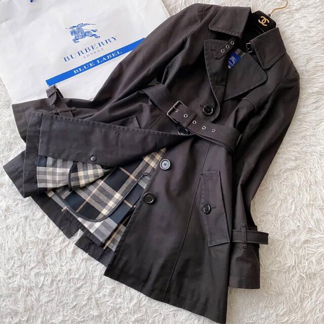 BURBERRY BLUE LABEL(バーバリーブルーレーベル)の美品 バーバリーブルーレーベル ウールライナー付 トレンチコート 日本製 40 レディースのジャケット/アウター(トレンチコート)の商品写真