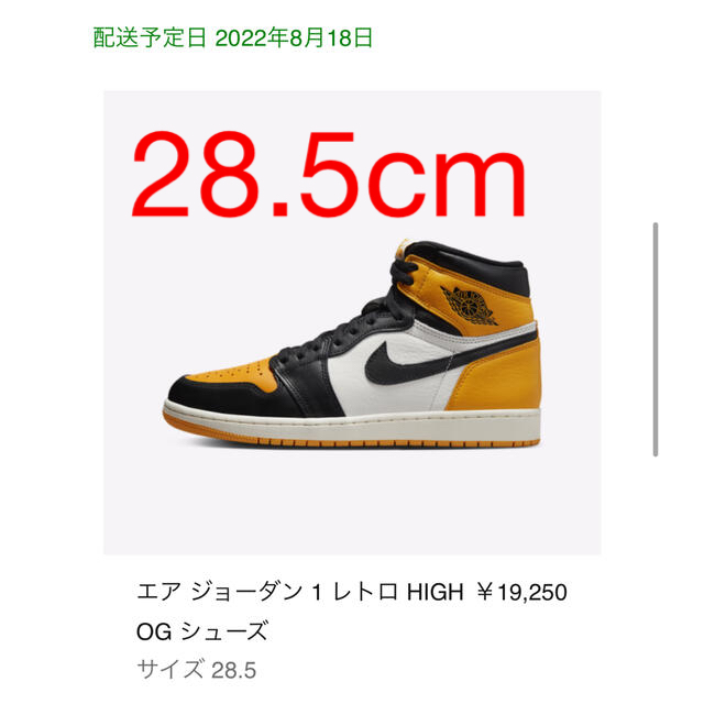 Air Jordan 1 High OG Taxi タクシー 28.5cm