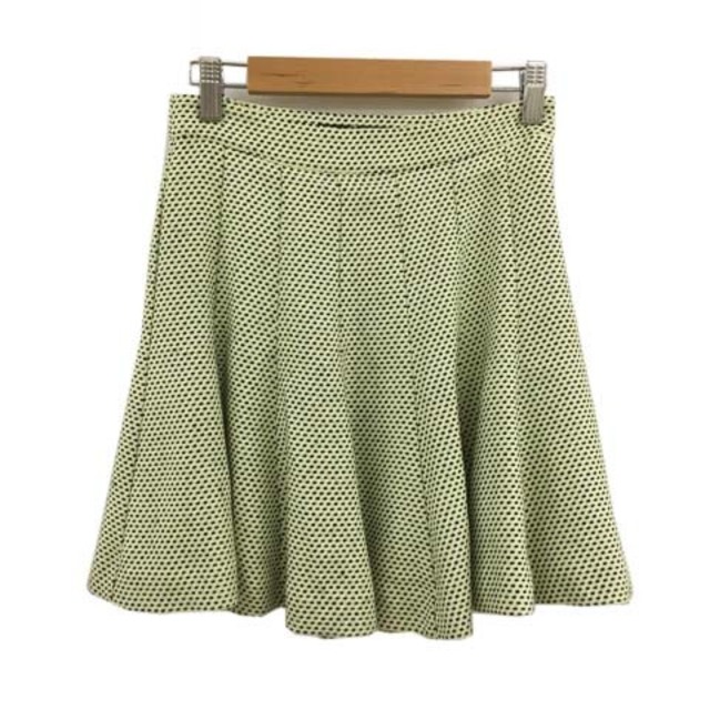 STUNNING LURE(スタニングルアー)のスタニングルアー スカート ニット フレア ミニ 総柄 34 黄緑 黒 レディースのスカート(ミニスカート)の商品写真