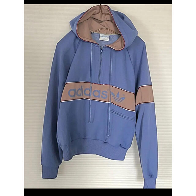 メンズアディダスadidas旧タグ旧ロゴ®️付きジャージハーフZIPパーカーレア美品