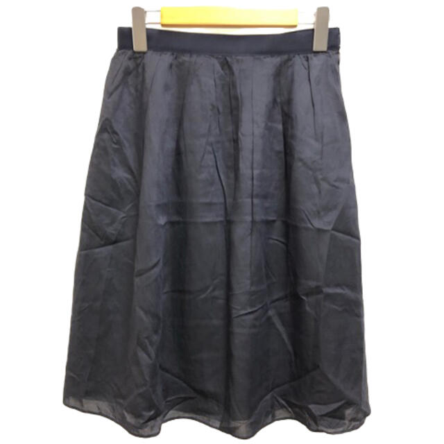 UNTITLED(アンタイトル)のUNTITLED スカート フレア タック 膝丈 無地 2 紺 ネイビー ※MZ レディースのスカート(ひざ丈スカート)の商品写真