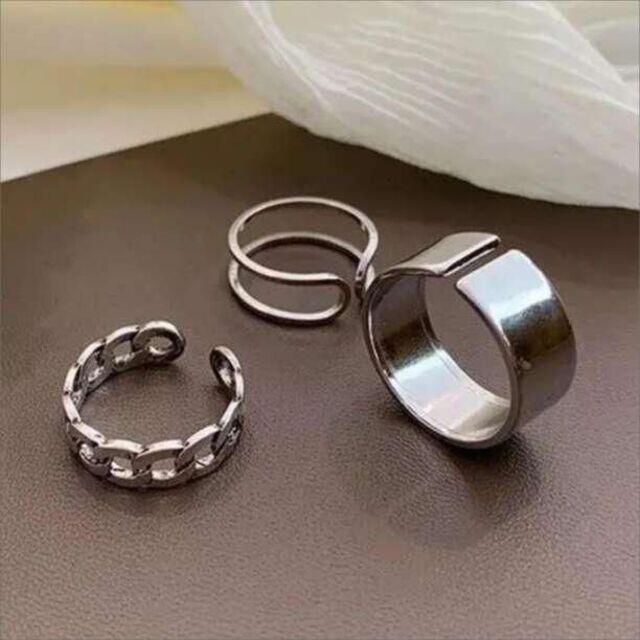 シルバーリング　3個セット　指輪　まとめ売り　シンプル　メンズ　レディース　韓国 メンズのアクセサリー(リング(指輪))の商品写真