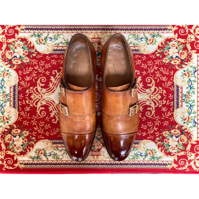 Santoni サントーニ ダブルモンクキャップトゥ UK6 茶色