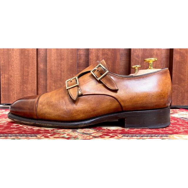 Santoni サントーニ ダブルモンクキャップトゥ UK6 茶色