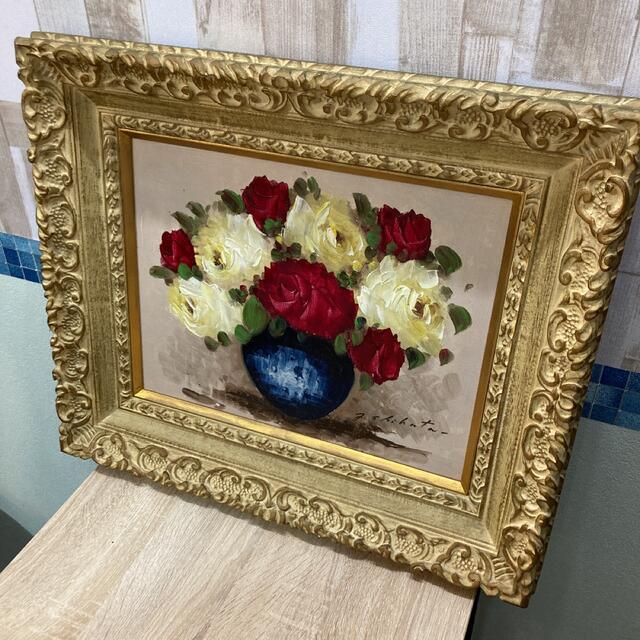 アンティーク 薔薇柄立体絵画 3Dシャドーアート 額縁 ヨーロッパ