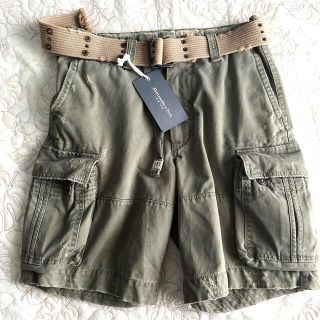 アバクロンビーアンドフィッチ(Abercrombie&Fitch)のアバクロンビー&フィッチ　ショートパンツ　ベルト付き　カーキ(ショートパンツ)