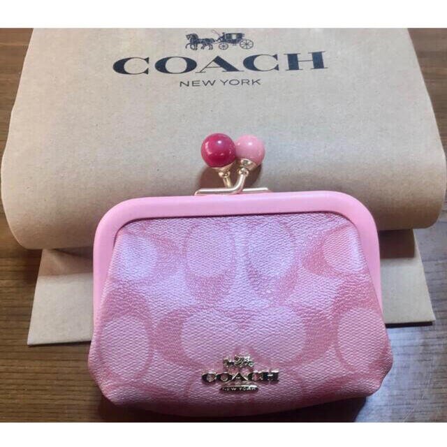 訳あり☆COACH コーチ キスロック ピンク コインケース がま口財布