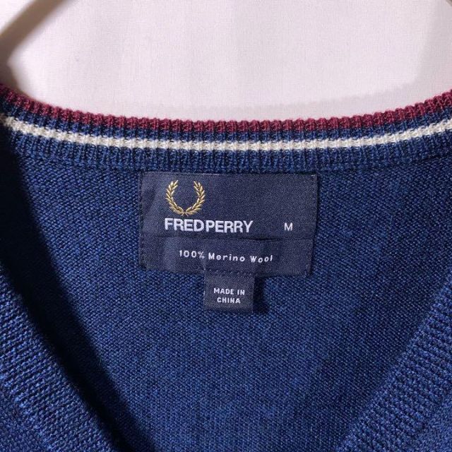 FREDPERRY フレッドペリー メリノウール ニット ネイビー 刺繍ロゴ 5