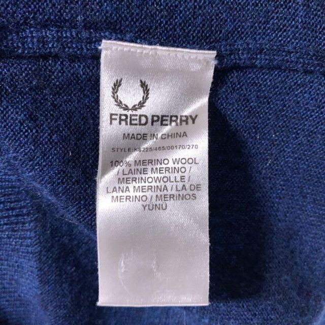 FREDPERRY フレッドペリー メリノウール ニット ネイビー 刺繍ロゴ 6