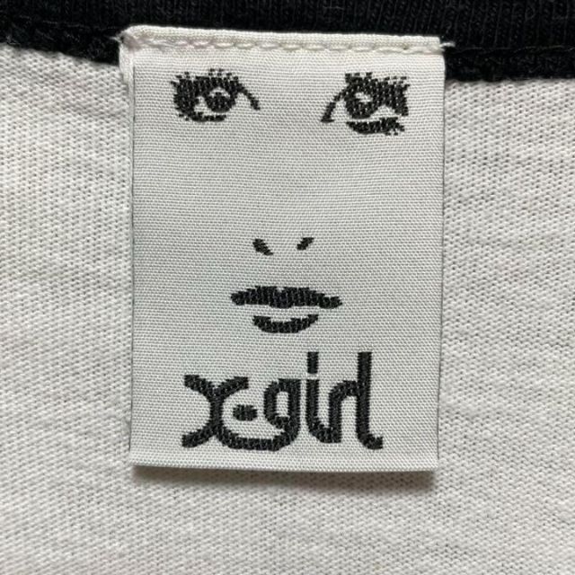 X-girl(エックスガール)の《人気デザイン》X-girl 白☆Tシャツ L 刺繍 リンガー レディースのトップス(Tシャツ(半袖/袖なし))の商品写真