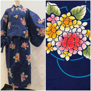 SALE 浴衣リメイク 150サイズ 紫陽花 ショート丈羽織 ロングスカート(和服/着物)