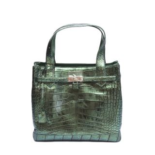 クロコダイル(Crocodile)のクロコダイル 3983 ハンドバッグ グリーン  CROCODILE メタリック(ハンドバッグ)