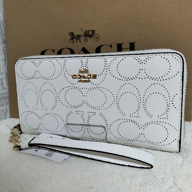 coach コーチ 長財布 パンチング ホワイト アウトレット 正規品