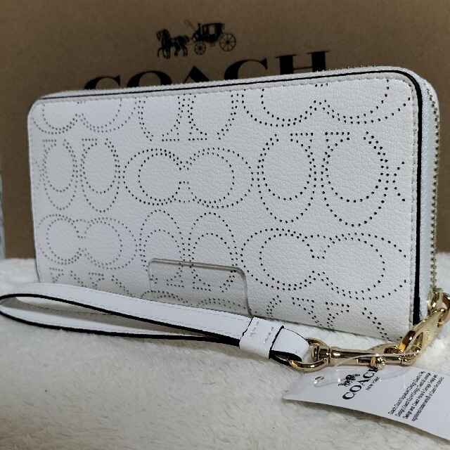 coach コーチ 長財布 パンチング ホワイト アウトレット 正規品