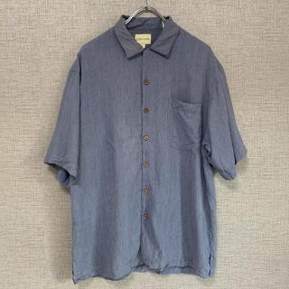 90s ビンテージ　アメリカ古着　くすみブルー　古着　アメリカ輸入　used(シャツ)