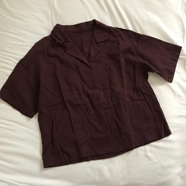 GU(ジーユー)のGU リネンブレンドオープンカラーシャツ(半袖)GN レディースのトップス(シャツ/ブラウス(半袖/袖なし))の商品写真